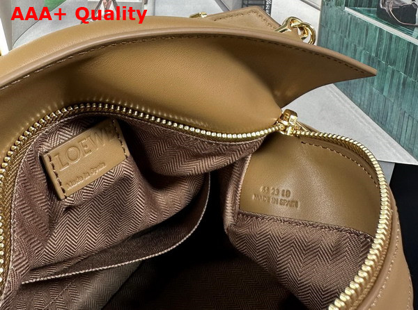 Loewe Small Puzzle Bag in Oak Satin Calfskin with Adjustable Canvas Shoulder Strap Replica
