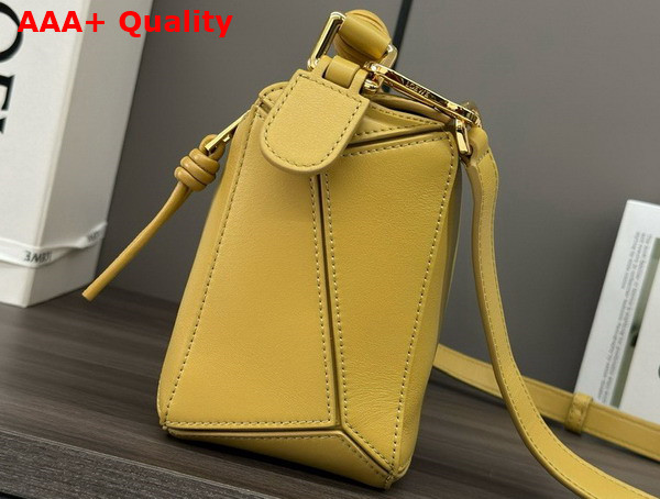 Loewe Small Puzzle Bag in Sahara Smooth Calfskin with Woven Handle Replica