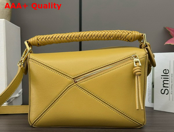 Loewe Small Puzzle Bag in Sahara Smooth Calfskin with Woven Handle Replica