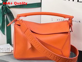Loewe Small Puzzle Bag in Satin Calfskin Orange Replica