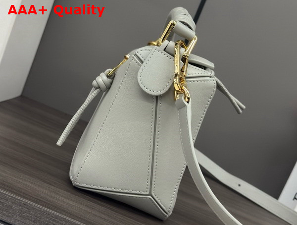 Loewe Small Puzzle Bag in Shell Grey Smooth Calfskin with Woven Handle Replica