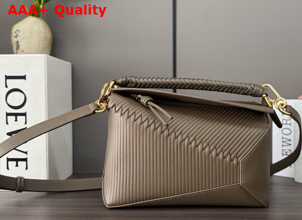 Loewe Small Puzzle Bag in Umber Calfskin with Overlapped Panels Replica