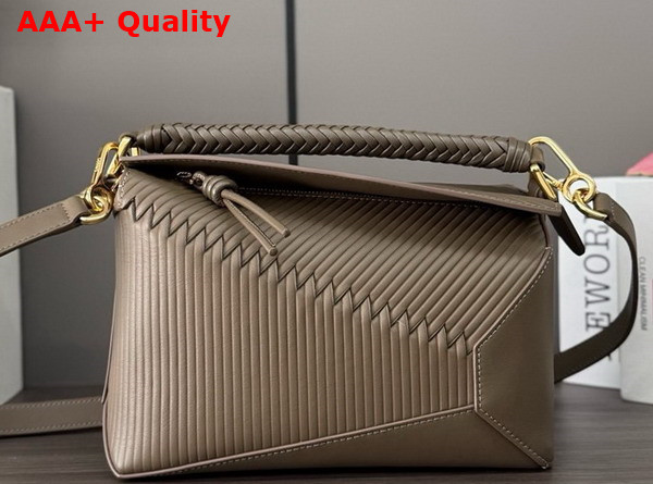 Loewe Small Puzzle Bag in Umber Calfskin with Overlapped Panels Replica