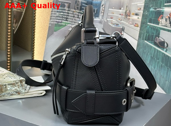 Loewe Small Puzzle Biker Bag in Black Shiny Calfskin Replica