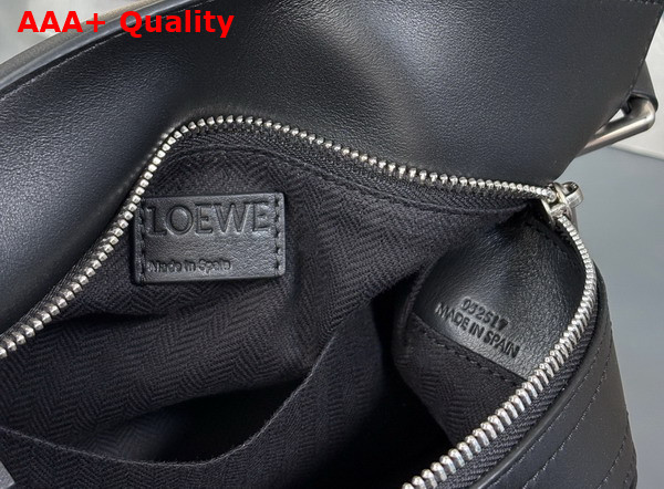 Loewe Small Puzzle Biker Bag in Black Shiny Calfskin Replica
