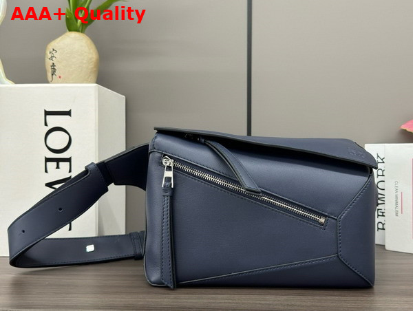 Loewe Small Puzzle Bumbag in Abyss Blue Classic Calfskin Replica