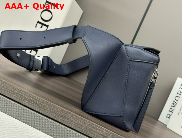 Loewe Small Puzzle Bumbag in Abyss Blue Classic Calfskin Replica