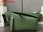 Loewe Small Puzzle Bumbag in Green Classic Calfskin Replica