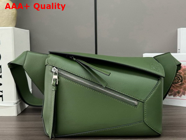Loewe Small Puzzle Bumbag in Green Classic Calfskin Replica