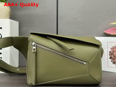Loewe Small Puzzle Bumbag in Olive Classic Calfskin Replica