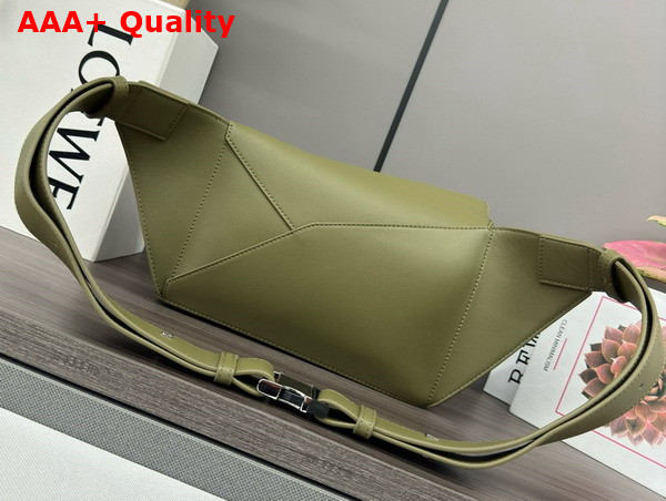 Loewe Small Puzzle Bumbag in Olive Classic Calfskin Replica