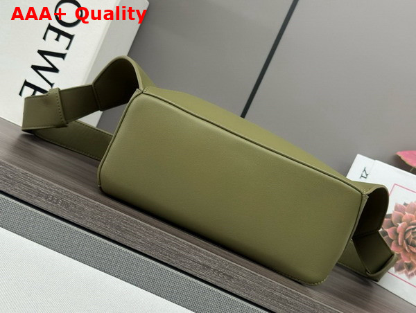 Loewe Small Puzzle Bumbag in Olive Classic Calfskin Replica