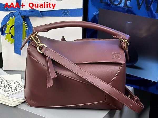 Loewe Small Puzzle Edge Bag in Burgundy Classic Calfskin Replica