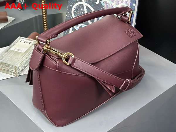 Loewe Small Puzzle Edge Bag in Burgundy Classic Calfskin Replica