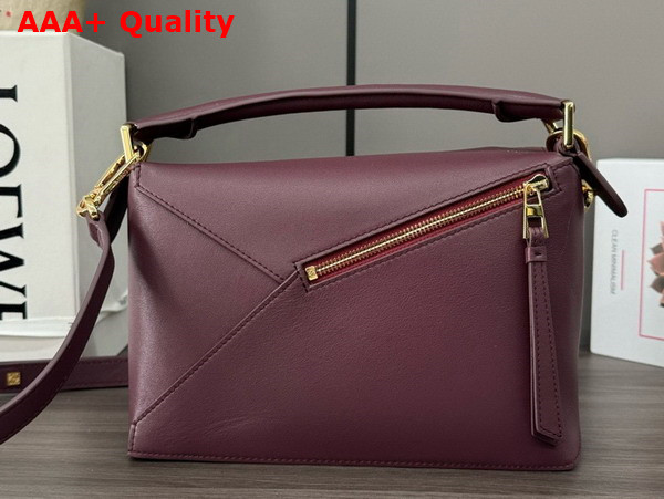 Loewe Small Puzzle Edge Bag in Classic Calfskin Dark Burgundy Replica