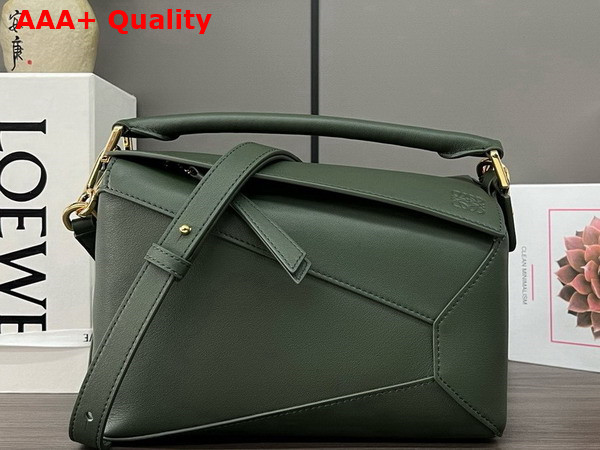 Loewe Small Puzzle Edge Bag in Classic Calfskin Dark Green Replica