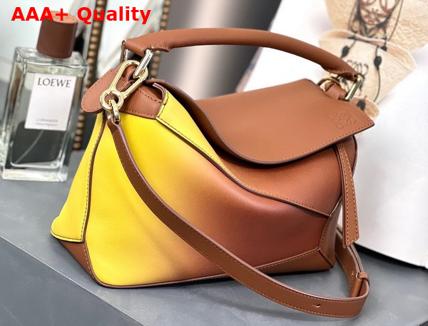 Loewe Small Puzzle Edge Bag in Degrade Nappa Calfskin Tan Yellow Replica
