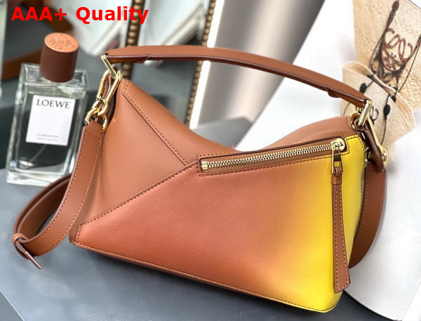 Loewe Small Puzzle Edge Bag in Degrade Nappa Calfskin Tan Yellow Replica