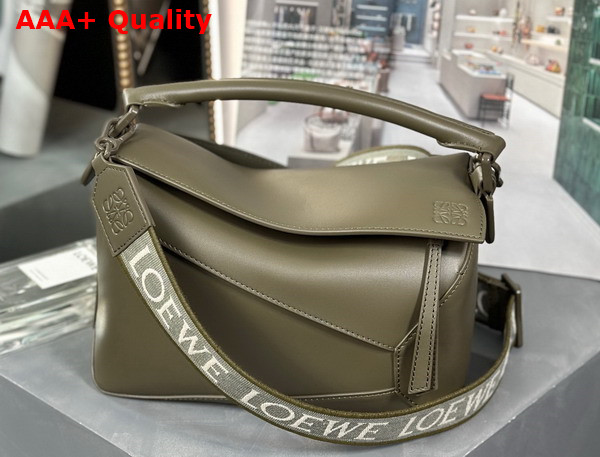 Loewe Small Puzzle Edge Bag in Satin Calfskin Tea Dust Glaze Replica