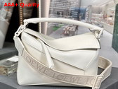 Loewe Small Puzzle Edge Bag in Satin Calfskin White Glaze Replica