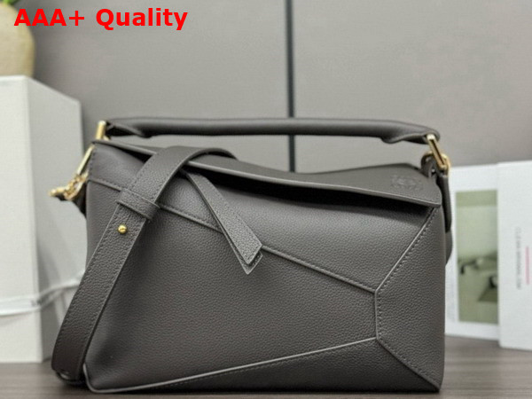 Loewe Small Puzzle Edge Bag in Soft Grained Calfskin Dark Grey Replica