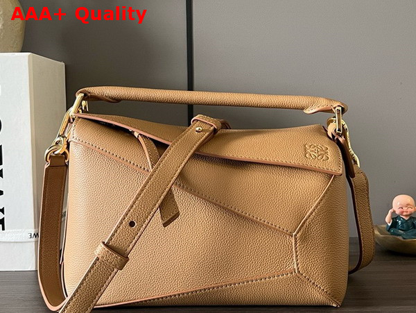 Loewe Small Puzzle Edge Bag in Soft Grained Calfskin Toffee Replica