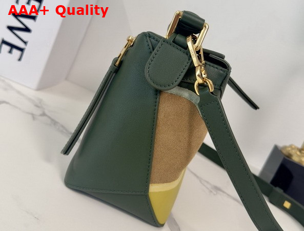 Loewe Small Puzzle Edge Landscape Bag in Bottle Green Nappa Calfskin Replica