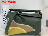 Loewe Small Puzzle Edge Landscape Bag in Bottle Green Nappa Calfskin Replica