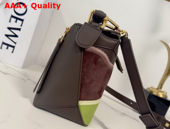 Loewe Small Puzzle Edge Landscape Bag in Chocolate Nappa Calfskin Replica