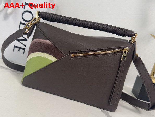 Loewe Small Puzzle Edge Landscape Bag in Chocolate Nappa Calfskin Replica