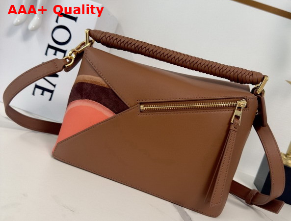 Loewe Small Puzzle Edge Landscape Bag in Pecan Nappa Calfskin Replica