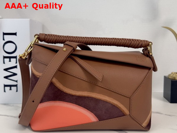 Loewe Small Puzzle Edge Landscape Bag in Pecan Nappa Calfskin Replica