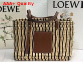 Loewe Small Square Basket Bag in Reed and Calfskin Natural Black Pecan Replica