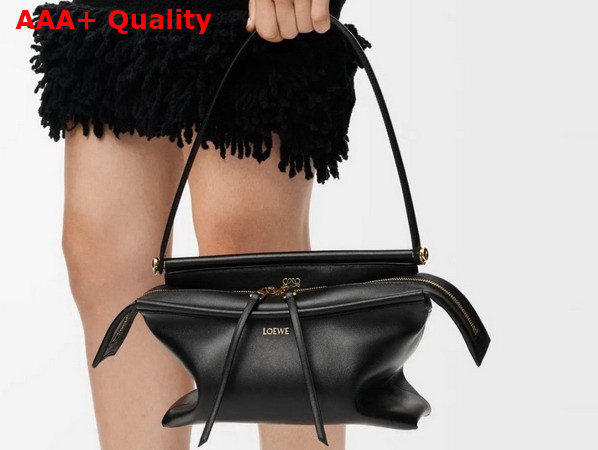 Loewe Small Whisker Bag in Glazed Calfskin Black Replica