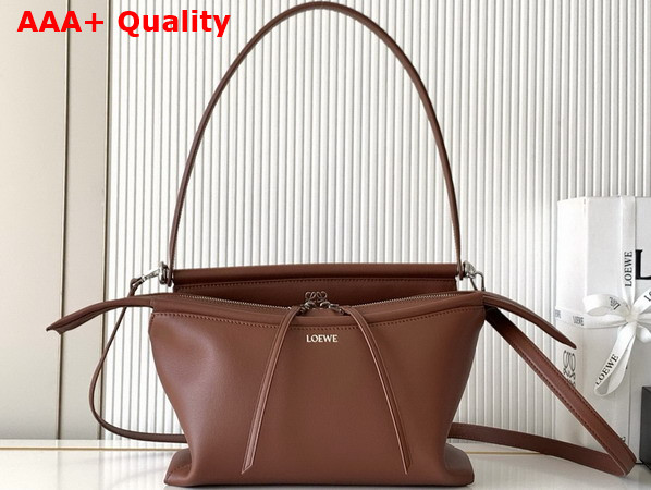 Loewe Small Whisker Bag in Glazed Calfskin Cognac Replica