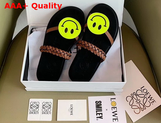 Loewe Smiley Braided Sandal in Tan Calfskin Replica