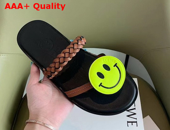 Loewe Smiley Braided Sandal in Tan Calfskin Replica