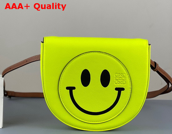 Loewe Smiley Heel Bag in Soft Calfskin Neon Yellow Replica
