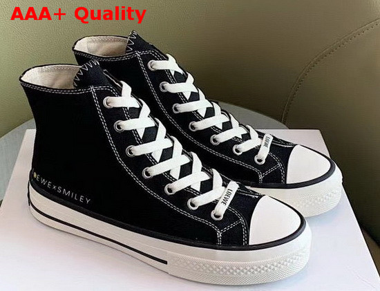 Loewe Smiley X Converse High Top Sneakers in Black Canvas Replica