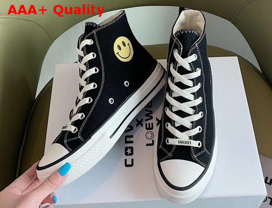 Loewe Smiley X Converse High Top Sneakers in Black Canvas Replica