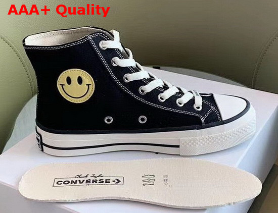 Loewe Smiley X Converse High Top Sneakers in Black Canvas Replica