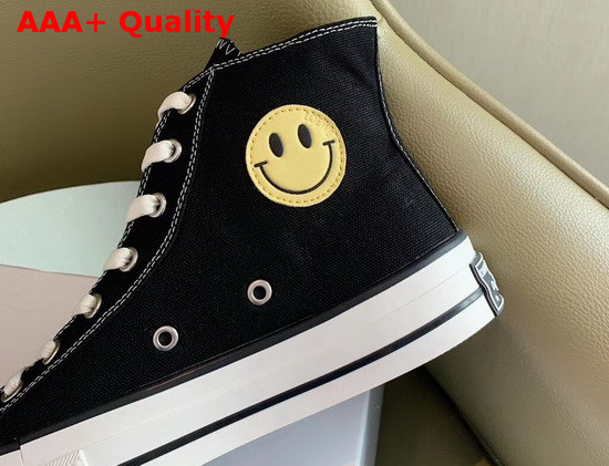 Loewe Smiley X Converse High Top Sneakers in Black Canvas Replica
