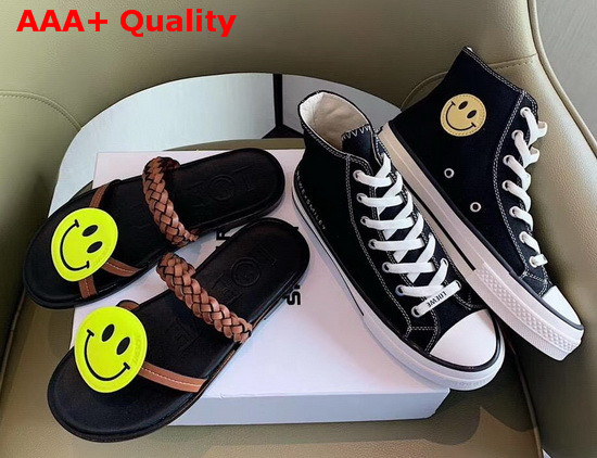 Loewe Smiley X Converse High Top Sneakers in Black Canvas Replica