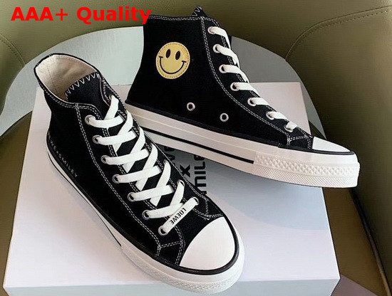 Loewe Smiley X Converse High Top Sneakers in Black Canvas Replica