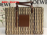 Loewe Square Basket Bag in Reed and Calfskin Natural Black Pecan Replica