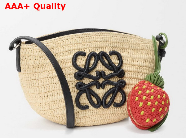 Loewe Strawberry Coin Purse in Raffia and Classic Calfskin Red Replica