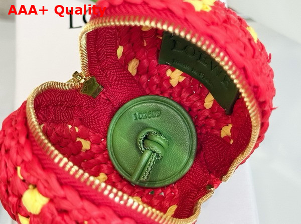 Loewe Strawberry Coin Purse in Raffia and Classic Calfskin Red Replica