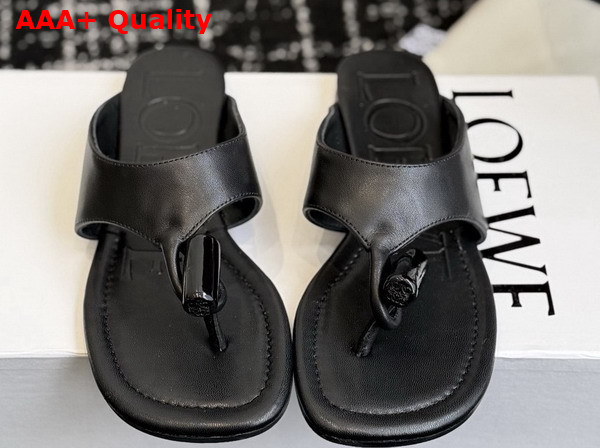 Loewe Toggle Flat Sandal in Black Shiny Smooth Calfskin Replica