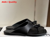 Loewe Toggle Flat Sandal in Black Shiny Smooth Calfskin Replica