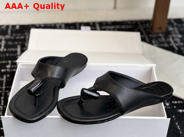Loewe Toggle Flat Sandal in Black Shiny Smooth Calfskin Replica